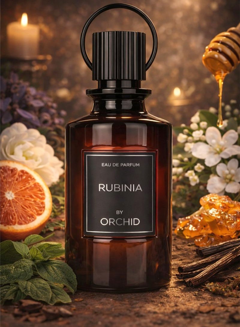 Orchid Rubinia Pure Femme Eau de Parfum 100ml for Women | Long Lasting Sweet Floral Gourmand Perfume with Blood Orange, Gardenia, Honey, Jasmine, Caramel & Patchouli - Image 4
